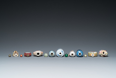 Nine Chinese porcelain snuff bottles, 19/20th C.