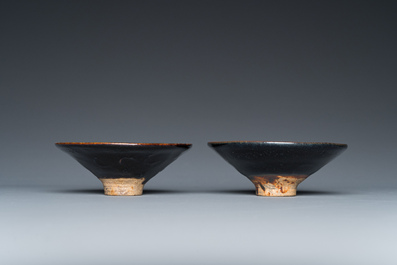 Paire de bols de type Cizhou aux taches d'huile, Yuan