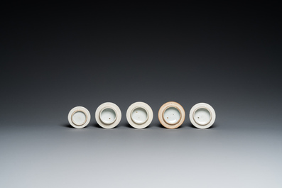 Five Chinese famille rose teapots, Yongzheng/Qianlong