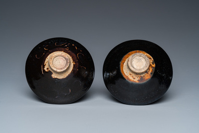 Paire de bols de type Cizhou aux taches d'huile, Yuan