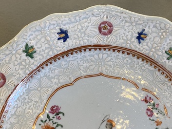 A Chinese famille rose Indian market plate with an elephant and rider, Qianlong