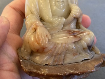 Two Chinese soapstone sculptures of Luohan, Qing