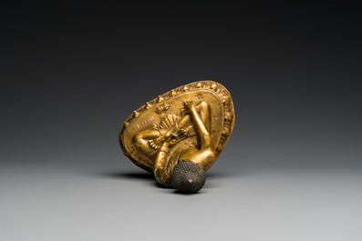 A Sino-Tibetan gilt bronze Buddha, 18th C.