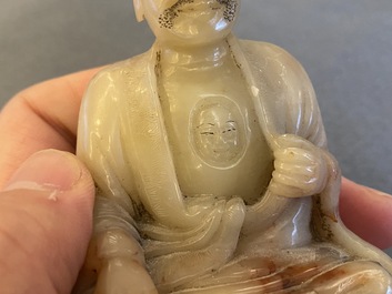 Two Chinese soapstone sculptures of Luohan, Qing