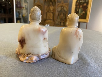Two Chinese soapstone sculptures of Luohan, Qing