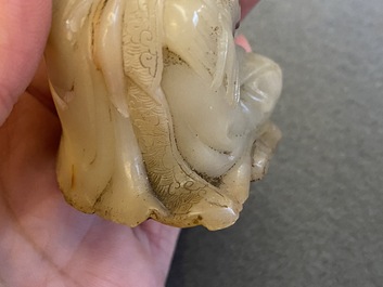 Two Chinese soapstone sculptures of Luohan, Qing