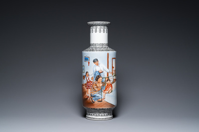 Three Chinese vases with Cultural Revolution design, signed Qiu Guang 邱光 and dated 1968