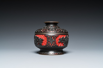 Five pieces of Chinese red cinnabar lacquer, 20th C.