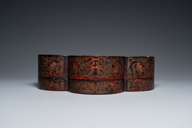 A large Chinese lacquer 'dragon' box and cover, 19/20th C.