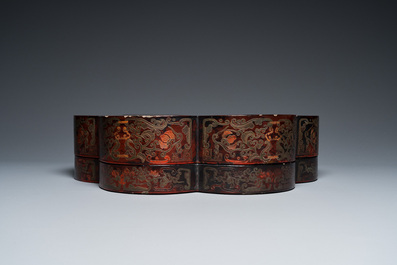 A large Chinese lacquer 'dragon' box and cover, 19/20th C.