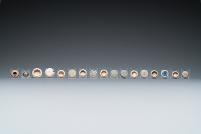 A large collection of Vietnamese blue and white covered boxes and other shipwreck porcelain, 12th C. and later