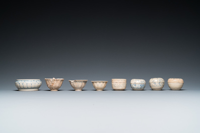 A large collection of Vietnamese blue and white covered boxes and other shipwreck porcelain, 12th C. and later