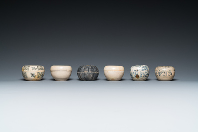 A large collection of Vietnamese blue and white covered boxes and other shipwreck porcelain, 12th C. and later