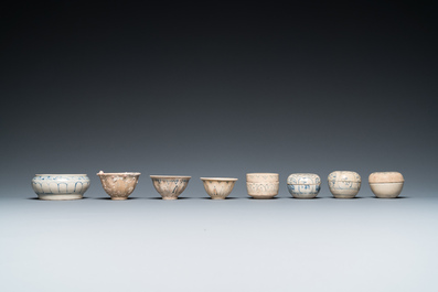 A large collection of Vietnamese blue and white covered boxes and other shipwreck porcelain, 12th C. and later