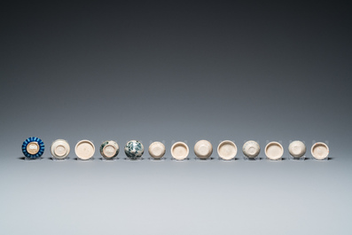 A large collection of Vietnamese blue and white covered boxes and other shipwreck porcelain, 12th C. and later