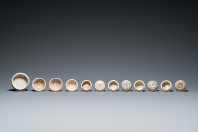 A large collection of Vietnamese blue and white covered boxes and other shipwreck porcelain, 12th C. and later