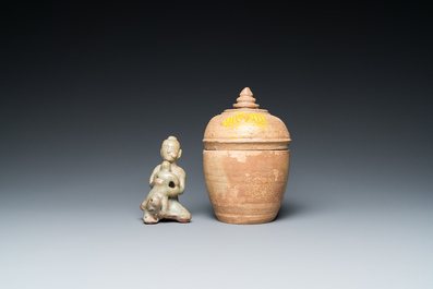 A large collection of Vietnamese blue and white covered boxes and other shipwreck porcelain, 12th C. and later