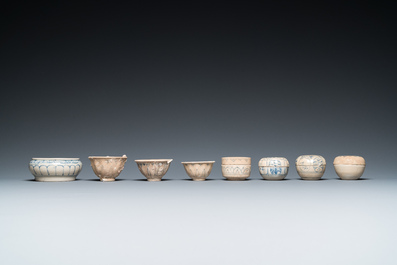 A large collection of Vietnamese blue and white covered boxes and other shipwreck porcelain, 12th C. and later