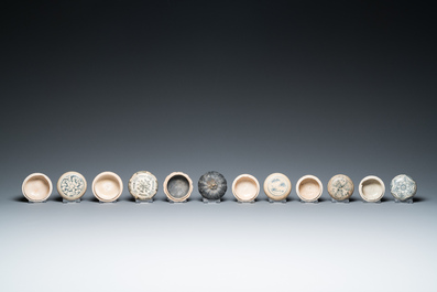 A large collection of Vietnamese blue and white covered boxes and other shipwreck porcelain, 12th C. and later