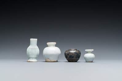 A large collection of Vietnamese blue and white covered boxes and other shipwreck porcelain, 12th C. and later