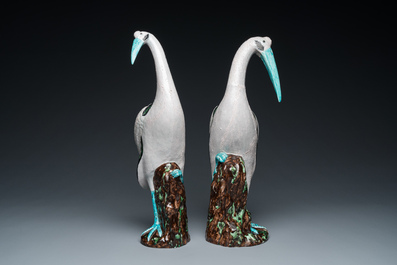 A pair of large Chinese white cranes, Qing