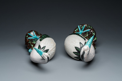 A pair of large Chinese white cranes, Qing
