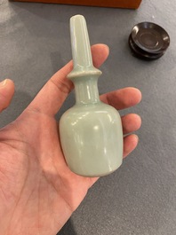 A Chinese celadon-glazed miniature 'kundika' vase, Song/Yuan