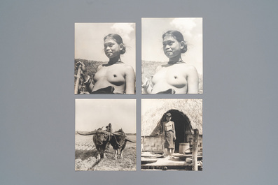 15 large black and white photos with indigenous people and landscape views, Vietnam, ca. 1900