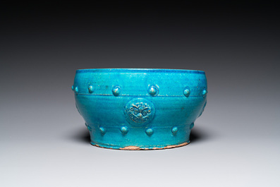 A Chinese turquoise-glazed censer or alms bowl, late Ming