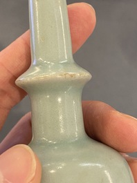 A Chinese celadon-glazed miniature 'kundika' vase, Song/Yuan