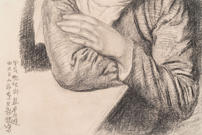 Xu Beihong 徐悲鴻 (1895-1953): 'Young lady', pencil on paper