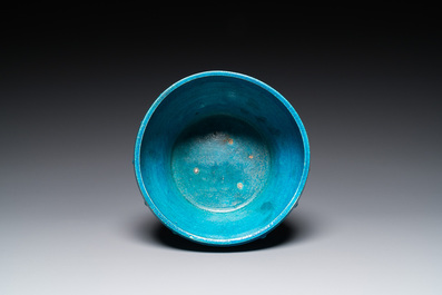 A Chinese turquoise-glazed censer or alms bowl, late Ming