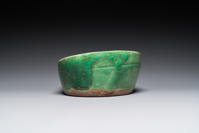A Chinese sancai 'mandarin ducks' pillow, possibly Dangyangyu kilns, Henan, Song or later