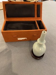 A Chinese celadon-glazed miniature 'kundika' vase, Song/Yuan