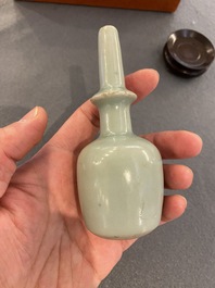 A Chinese celadon-glazed miniature 'kundika' vase, Song/Yuan