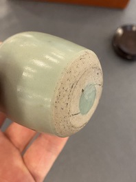 A Chinese celadon-glazed miniature 'kundika' vase, Song/Yuan