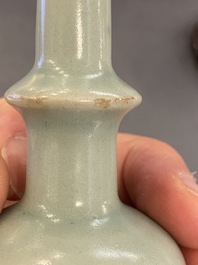 A Chinese celadon-glazed miniature 'kundika' vase, Song/Yuan