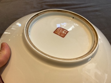 Three Chinese Cultural Revolution dishes, two signed Wu Kang 吳康 and dated 1968 and 1973