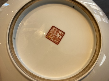 Three Chinese Cultural Revolution dishes, two signed Wu Kang 吳康 and dated 1968 and 1973