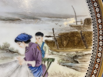 Three Chinese Cultural Revolution dishes, signed Wang Xiaofan 王曉帆, Wu kang 吳康 and Chen Yifang 陳義芳, dated 1957, 1964 and 1966