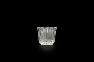 A Chinese transparent Beijing glass 'chrysanthemum' cup, probably Yongzheng