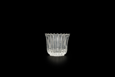 A Chinese transparent Beijing glass 'chrysanthemum' cup, probably Yongzheng