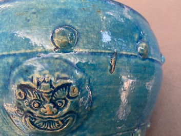 A Chinese turquoise-glazed censer or alms bowl, late Ming
