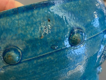 A Chinese turquoise-glazed censer or alms bowl, late Ming