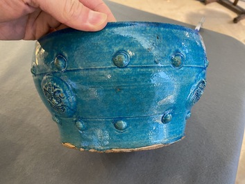 A Chinese turquoise-glazed censer or alms bowl, late Ming