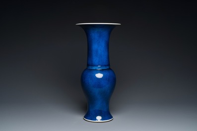 A Chinese monochrome powder-blue 'yenyen' vase, Kangxi