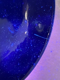 Four Chinese monochrome blue-glazed plates and eight saucers, Guangxu mark and of the period