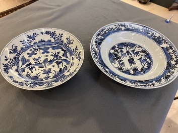 Two Chinese blue and white 'deer' dishes, Wanli