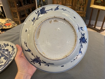 Two Chinese blue and white 'deer' dishes, Wanli