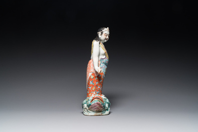 A Chinese famille rose 'Liu Hai on the toad' group, 19th C.